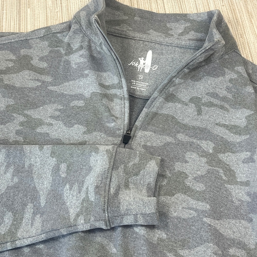 Johnnie-O Mens Light Gray Camo‎ Quarter Zip Pullover JMKO2250 Small